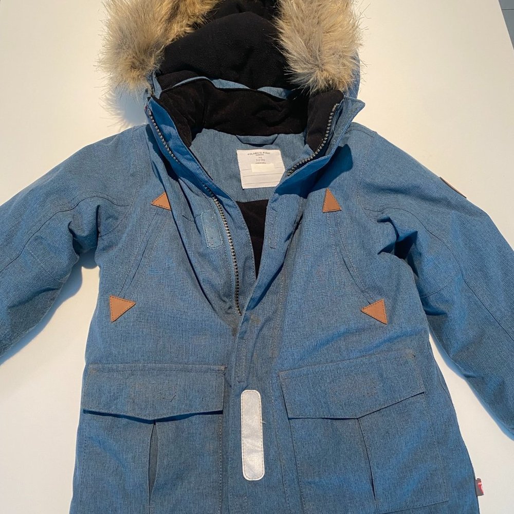PO.P Polarn O.Pyret Winter jacket with detachable hood and faux fur trim